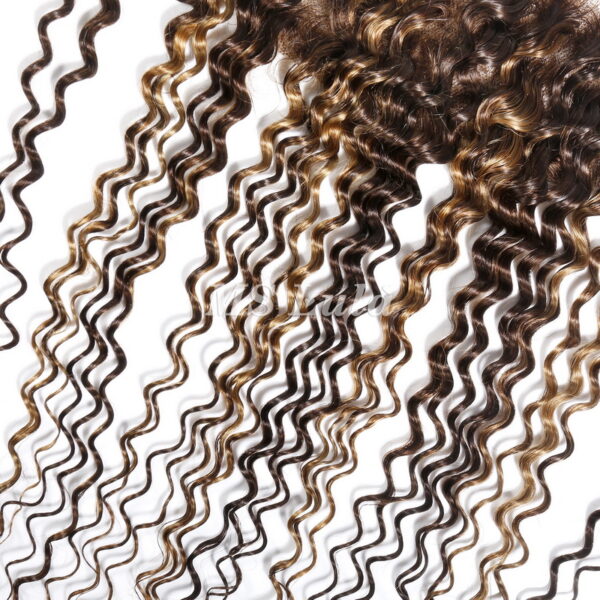 Deep Wave #4/27 Highlight Virgin Human Hair 4x4 13x4 Transparent Lace Closure/Frontal - Image 7